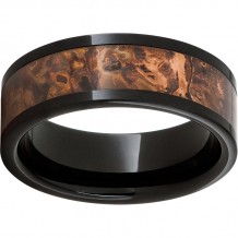 Black Diamond Ceramic Pipe Cut Band with a 5mm Distressed Copper Inlay