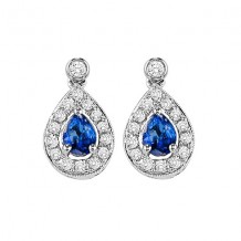 Gems One 14Kt White Gold Diamond (1/6Ctw) & Sapphire (1/4 Ctw) Earring
