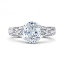 Shah Luxury 14K White Gold Oval Diamond Engagement Ring with Split Shank (Semi-Mount)