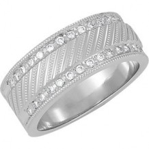 14K White 1/3 CTW Diamond Milgrain Anniversary Band