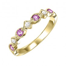 Gems One 10Kt Yellow Gold Diamond (1/20Ctw) & Pink Sapphire (1/6 Ctw) Ring