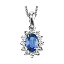 Gems One 14Kt White Gold Diamond (1/5Ctw) & Sapphire (3/8 Ctw) Pendant