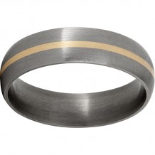 Titanium Domed Band with a 1mm 14K Yellow Gold Inlay and Satin Finish