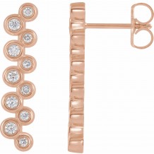 14K Rose 1/3 CTW Diamond Bezel-Set Bar Earrings