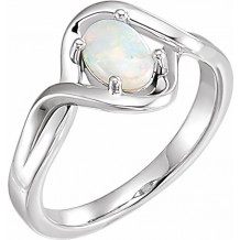14K White Opal Freeform Ring