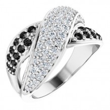 14K White 1 CTW Black & White Diamond Ring