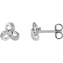 14K White 1/6 CTW Diamond Knot Earrings