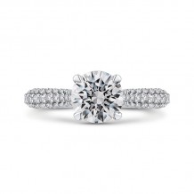 Shah Luxury 14K White Gold Round Diamond Engagement Ring (Semi-Mount)