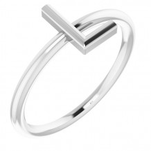 14K White Initial L Ring