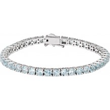 14K White Sky Blue Topaz 7.15 Line Bracelet