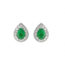 Gems One 10Kt White Gold Diamond (1/8Ctw) & Emerald (3/8 Ctw) Earring