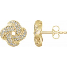 14K Yellow 1/3 CTW Diamond Knot Earrings