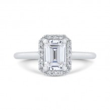 Shah Luxury 14K White Gold Emerald Cut Diamond Halo Engagement Ring (Semi-Mount)