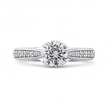 Shah Luxury Round Diamond Cathedral Style Engagement Ring In 14K White Gold (Semi-Mount)