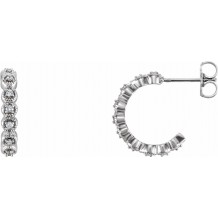 14K White 1/6 CTW Diamond 15.1 mm Hoop Earrings