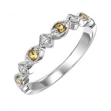 Gems One 14Kt White Gold Diamond (1/20Ctw) & Citrine (1/6 Ctw) Ring