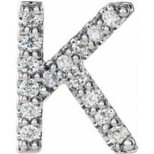 14K White .05 CTW Diamond Single Initial K Earring
