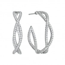 Henri Daussi 18k White Gold Diamond Hoop Earrings