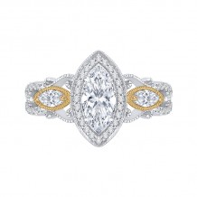 Shah Luxury 14K Two-Tone Gold Marquise Diamond Halo Engagement Ring (Semi-Mount)