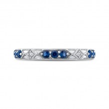 Shah Luxury 14K White Gold Round Diamond and Sapphire Wedding Band