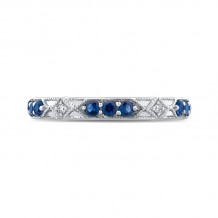 Shah Luxury 14K White Gold Round Diamond and Sapphire Wedding Band