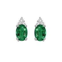 Gems One 10Kt White Gold Diamond (1/20Ctw) & Emerald (5/8 Ctw) Earring