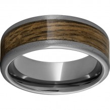 Rugged Tungsten  8mm Pipe Cut Band with Bourbon Barrel Aged Inlay and Stone Finish