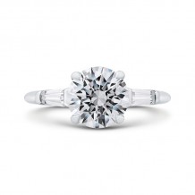 Shah Luxury 14K White Gold Round Diamond Classic Engagement Ring (Semi-Mount)