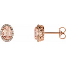 14K Rose Morganite & 1/5 CTW Diamond Earrings