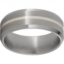 Titanium Beveled Edge Band with a 1mm Sterling Silver Inlay and Satin Finish