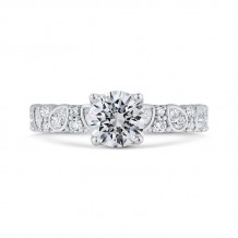 Shah Luxury 14K White Gold Round Cut Diamond Engagement Ring (Semi-Mount)