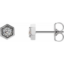 14K White 1/8 CTW Diamond Hexagon Stud Earrings