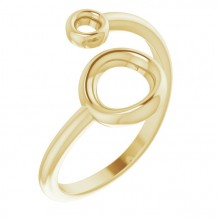 14K Yellow Double Circle Bypass Ring