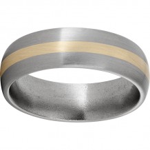 Titanium Domed Band with a 2mm 14K Yellow Gold Inlay and Satin Finish