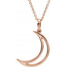 14K Rose 25.7x4.7 mm Crescent Moon 16 Necklace