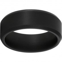 Black Diamond Ceramic Beveled Edge Band with Military Sandblast Finish