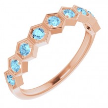 14K Rose Aquamarine Stackable Ring