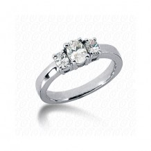 14k White Gold Diamond Semi-Mount 3 Stone Engagement Ring