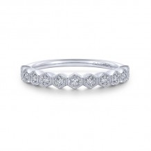 Gabriel & Co. 14k White Gold Victorian Diamond Wedding Band