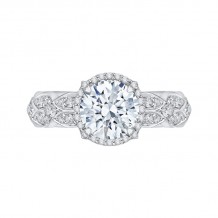 Shah Luxury 14K White Gold Round Diamond Halo Engagement Ring (Semi-Mount)
