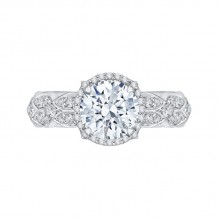 Shah Luxury 14K White Gold Round Diamond Halo Engagement Ring (Semi-Mount)