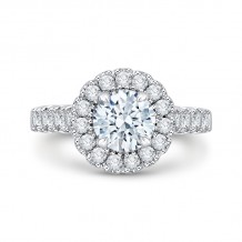 Shah Luxury 14K White Gold Round Diamond Halo Engagement Ring (Semi-Mount)