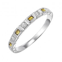 Gems One 10Kt White Gold Diamond (1/10Ctw) & Citrine (1/8 Ctw) Ring