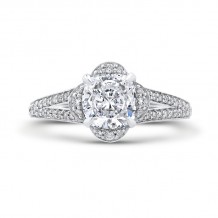 Shah Luxury Cushion Diamond Cathedral Style Engagement Ring In 14K White Gold (Semi-Mount)