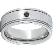 Serinium Rounded Edge Band with One .06 Round Black Diamond and Stone Finish