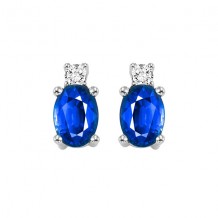 Gems One 14Kt White Gold Diamond (1/20Ctw) & Sapphire (1/2 Ctw) Earring