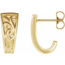 14K Yellow Vintage-Inspired J-Hoop Earrings