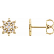 14K Yellow .08 CTW Diamond Star Earrings