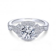 Gabriel & Co. 14k White Gold Art Deco Halo Engagement Ring