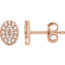 14K Rose 1/6 CTW Diamond Oval Cluster Earrings